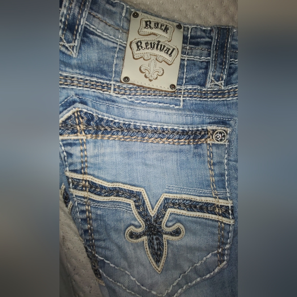 Mens Rock Revival Kaylen Straight Jeans 31x32